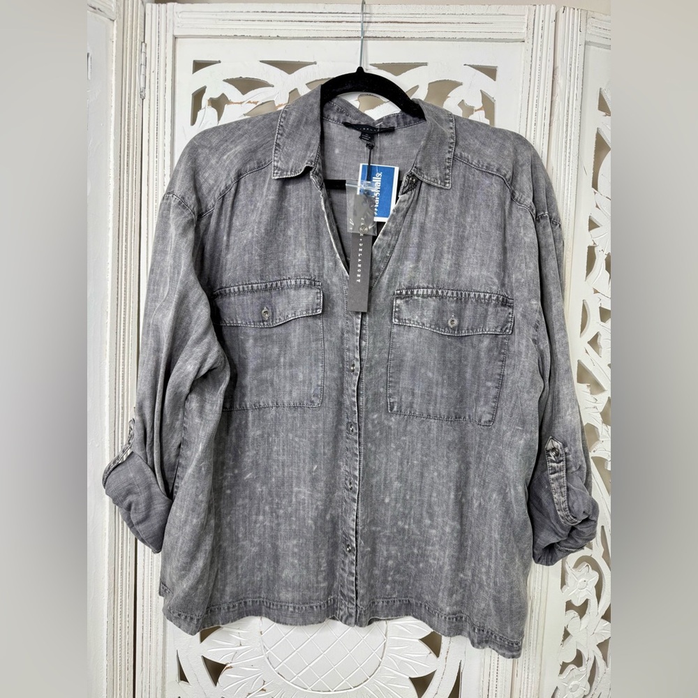 Jane + Delancey Gray Button Down Lyocell Shirt NWT